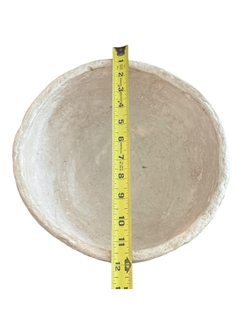 Vtg Paper Mache Footed Bowl  Handmade Rustic Off White Decorative Piece Catch Al - Picture 6 of 7